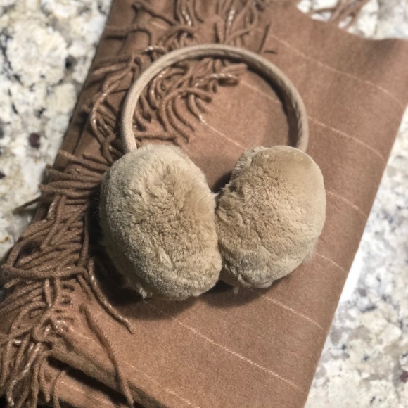 Camel wool scarf, hat, ear band main image 12